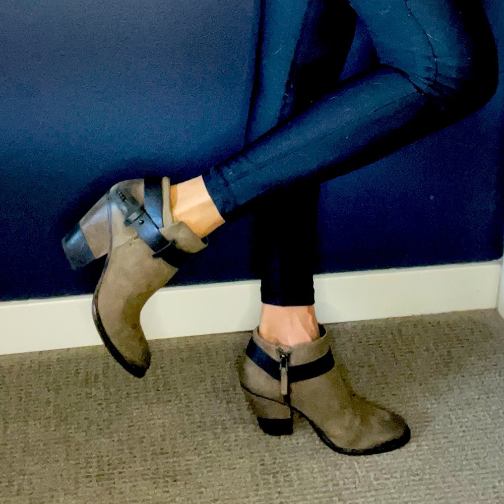 Brown leather booties